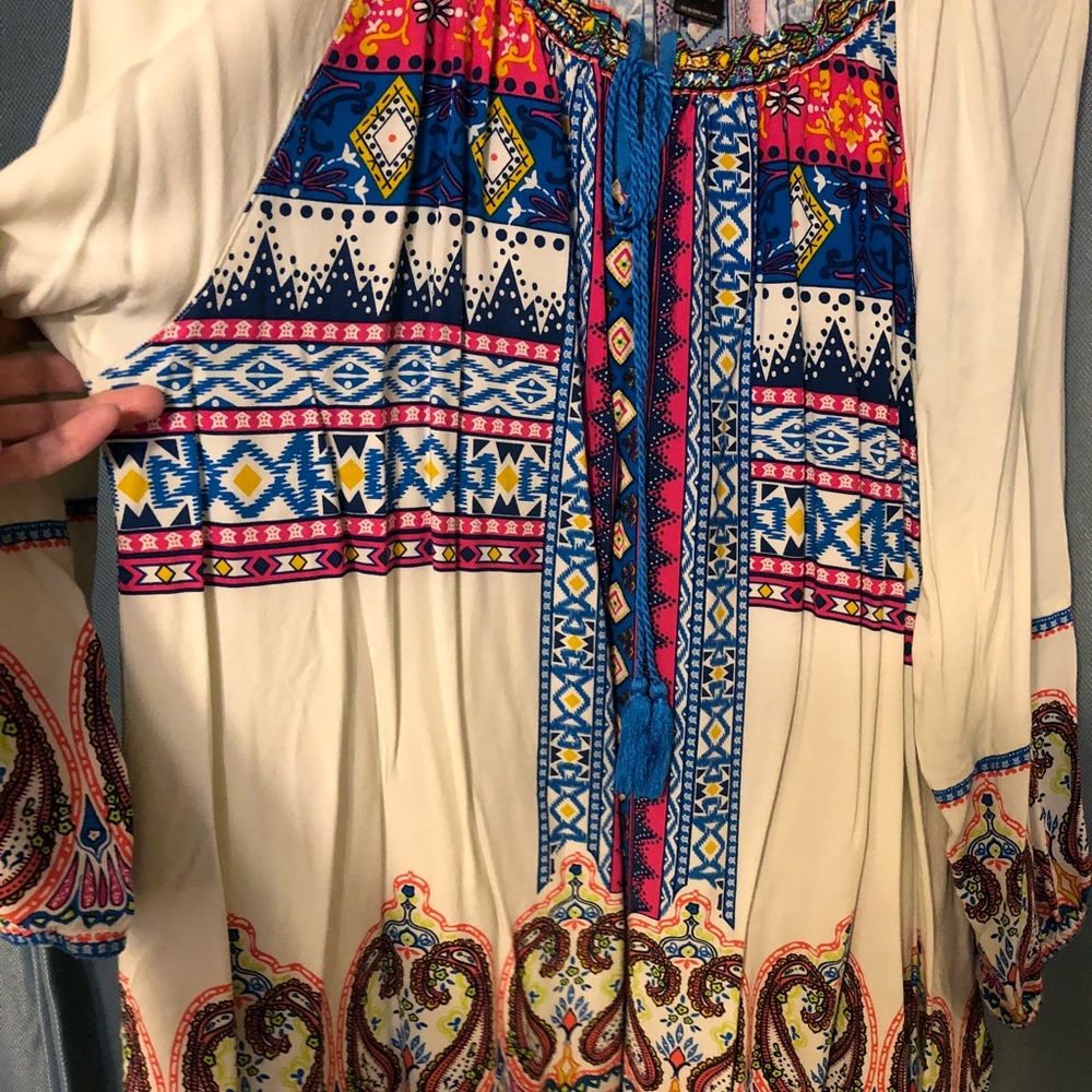 Boho tunic, flowing, multi color and paisley.